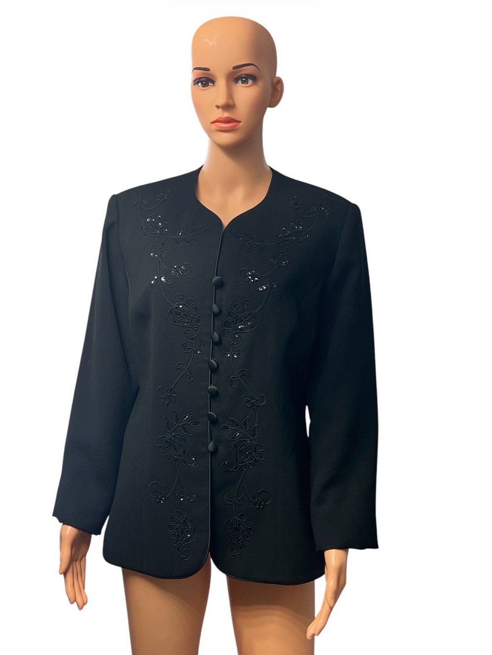 Studio l Classic Black Embroidered Women's Jacket SIZE 10 in excellent condition